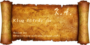 Klug Alfréda névjegykártya